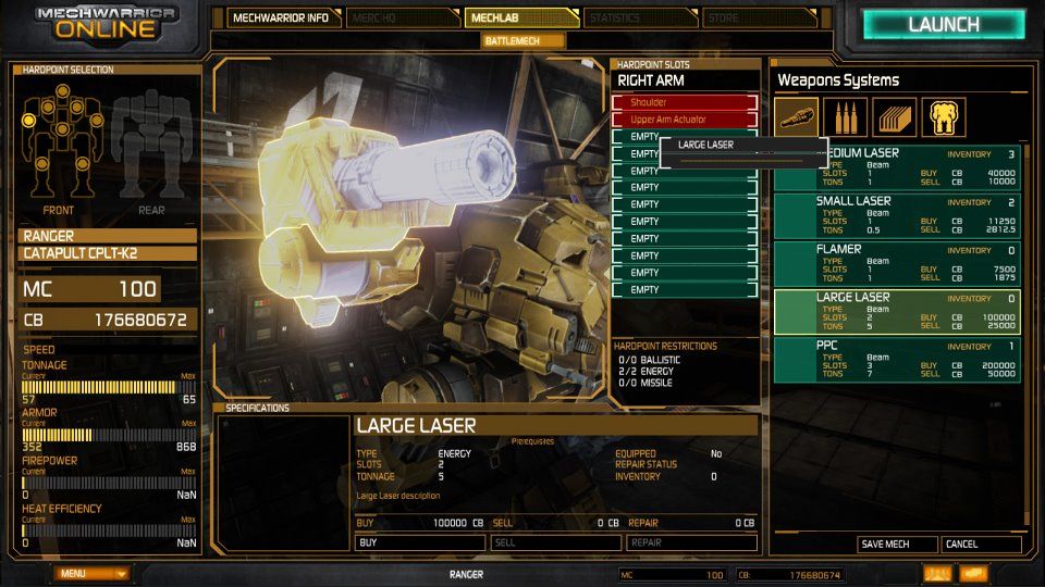 New MechWarrior Online Screenshots Showcase the Mechlab