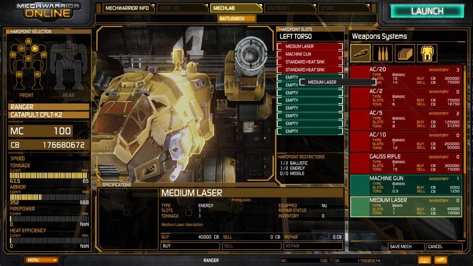 New MechWarrior Online Screenshots Showcase the Mechlab