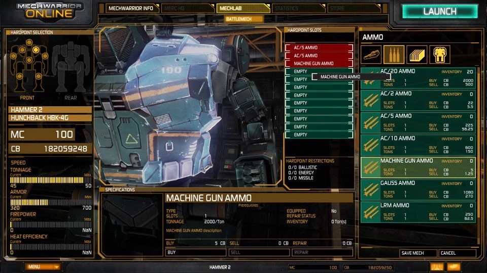 New MechWarrior Online Screenshots Showcase the Mechlab