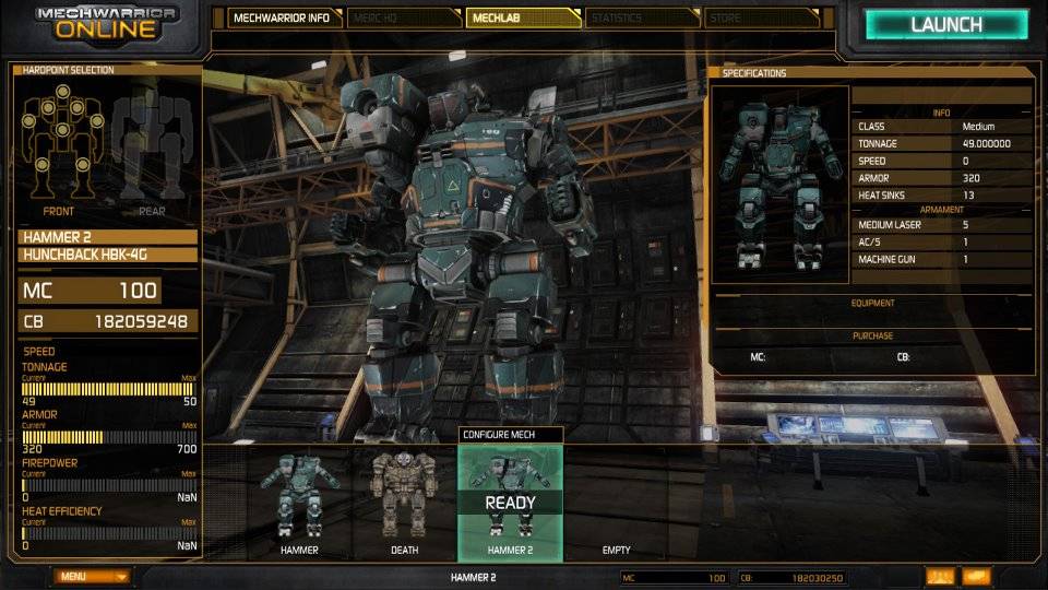 New MechWarrior Online Screenshots Showcase the Mechlab