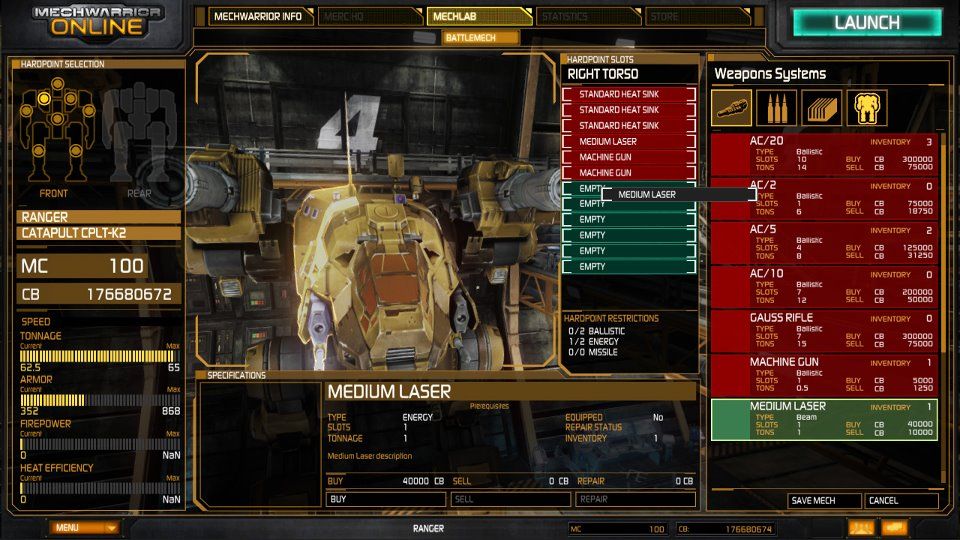 New MechWarrior Online Screenshots Showcase the Mechlab