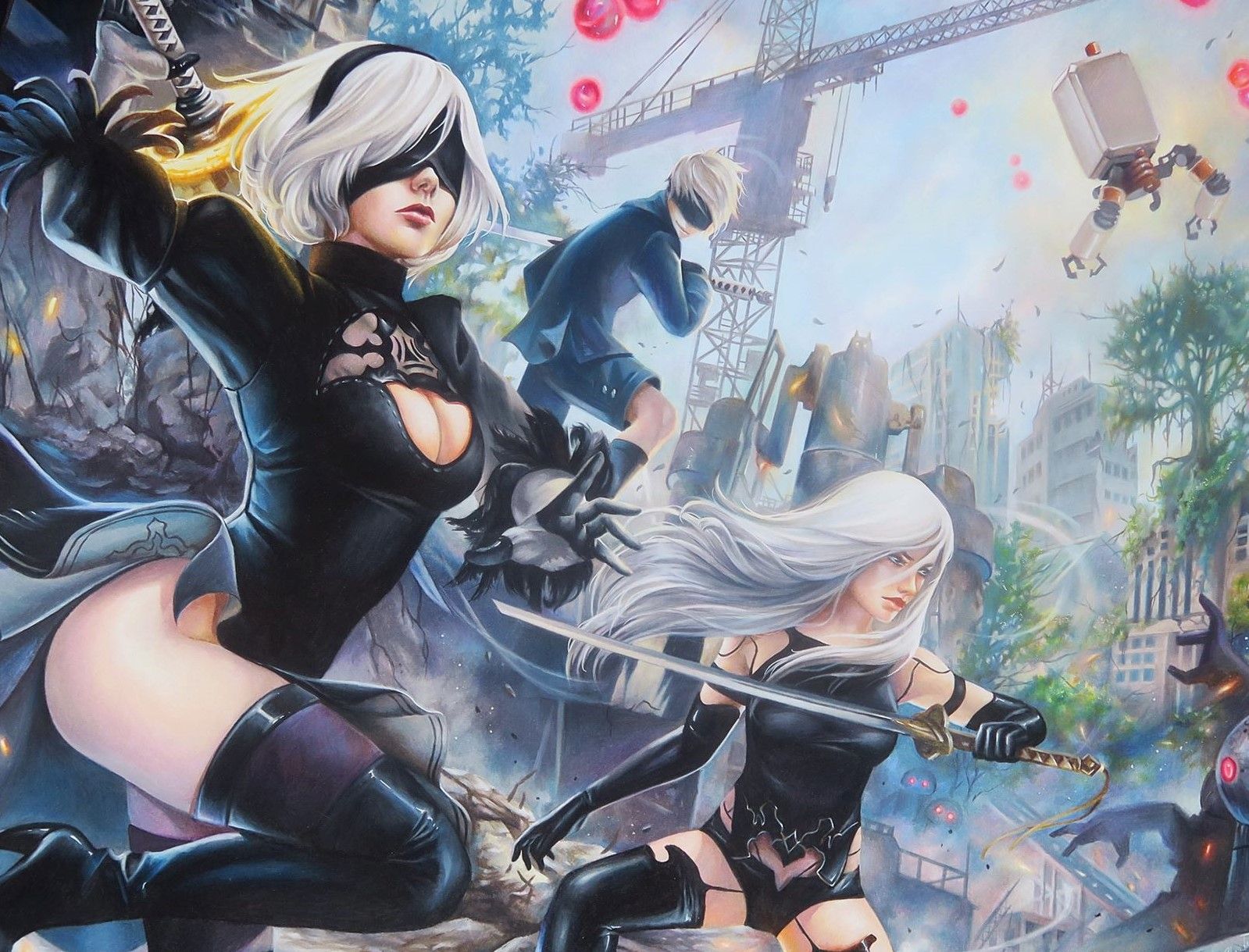 Nier: Automata Fan Art Illustrates the Vibrancy of 2B, 9S and A2