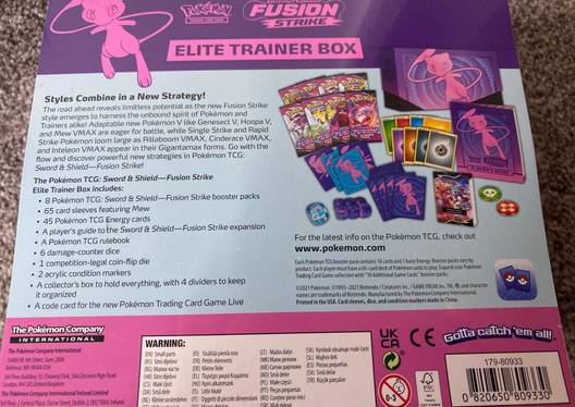 pokemon fusion strike elite trainer box card list Empty Card Price Check before you