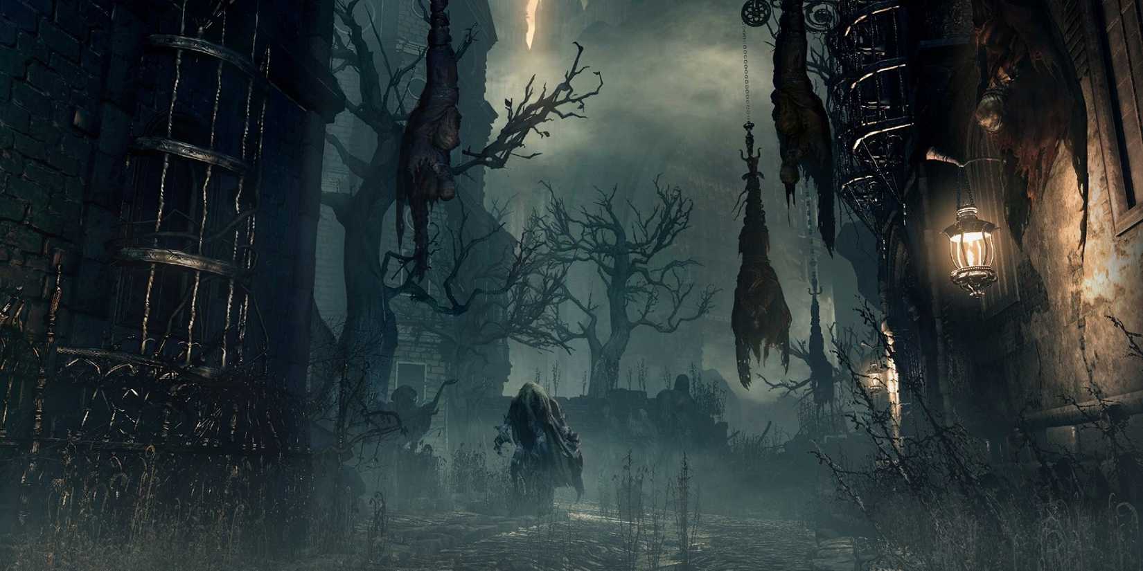 Bloodborne Old Yharnam creepy foggy street