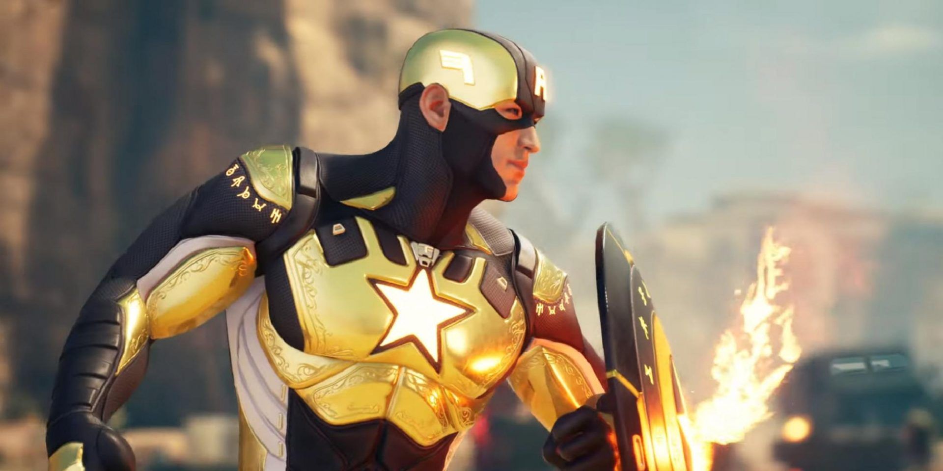 Captain America Sideways Wearing The Midnight Suns Uniform