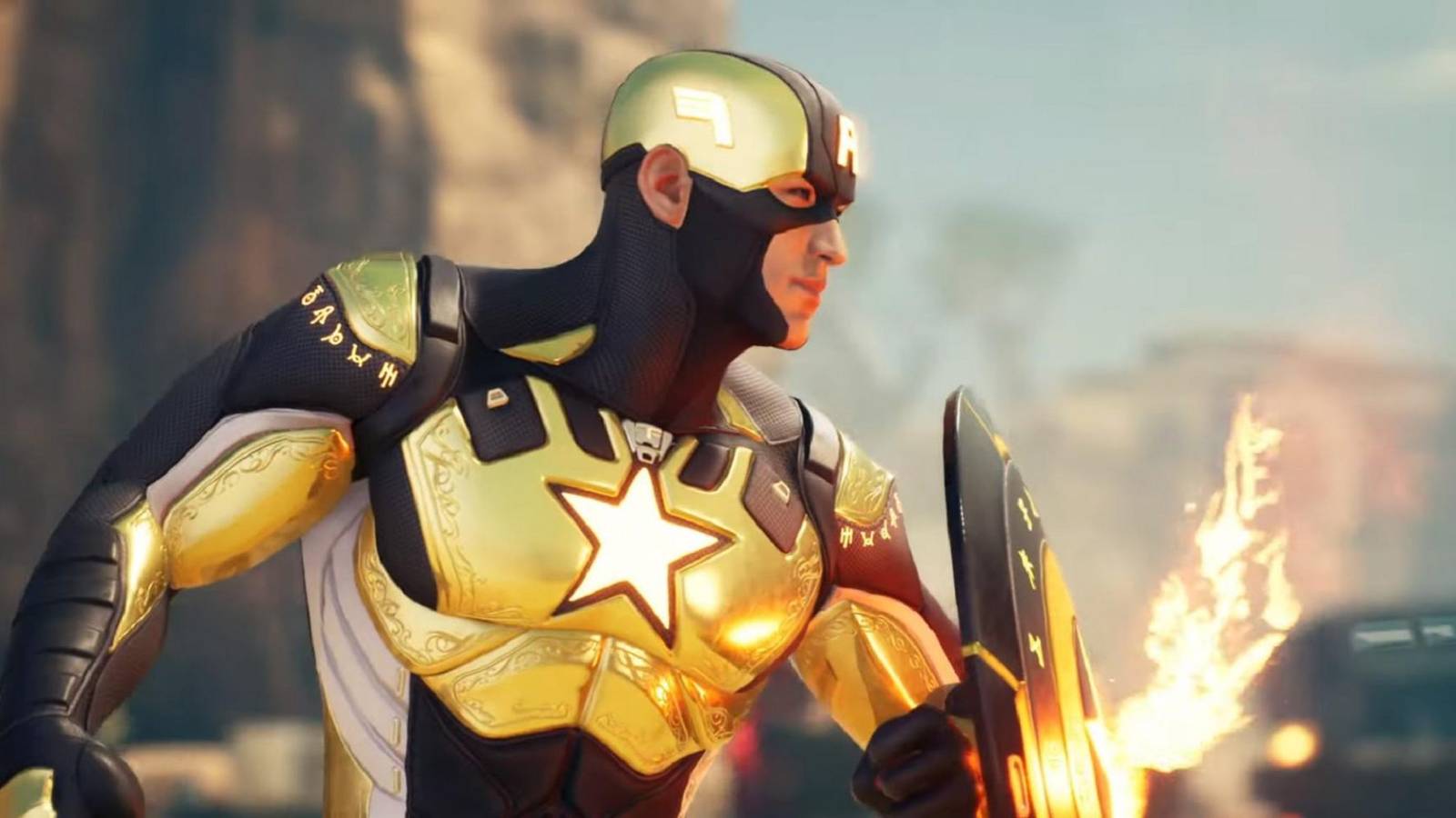 Captain America Sideways Wearing The Midnight Suns Uniform