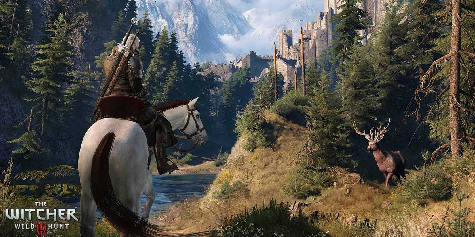 Geralt looking at the greenery of Kaer Morhen