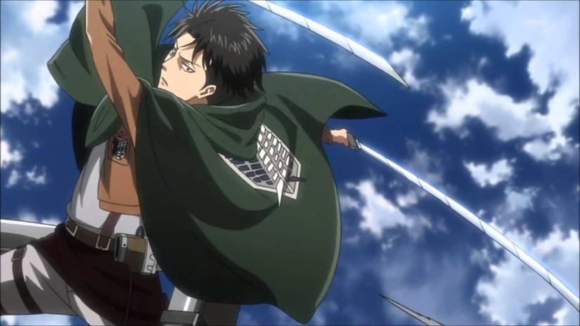Levi Fighting with ODM gear and Swords