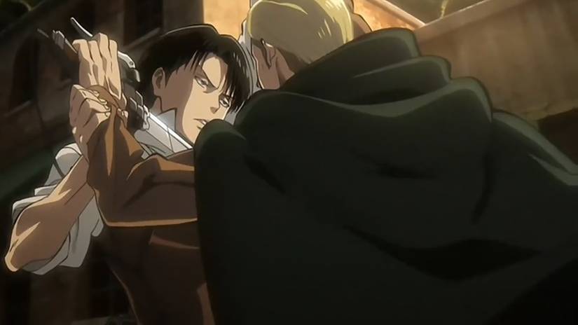 Levi Fighting Off Scout Regiment