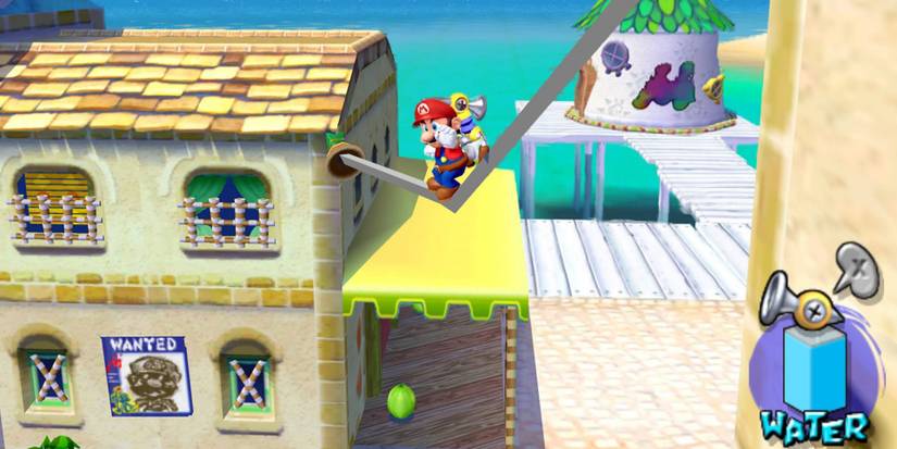 Mario On A Tight Rope On Isle Delfino