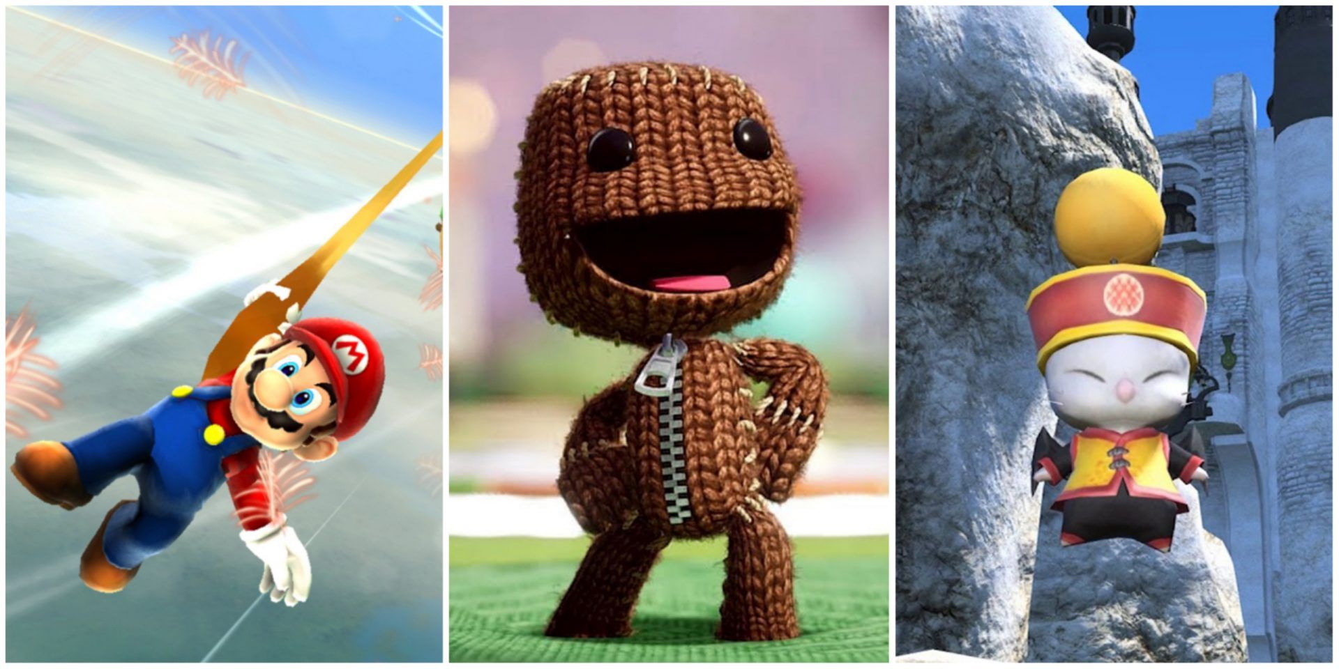 Mario, Sackboy, and Moogle