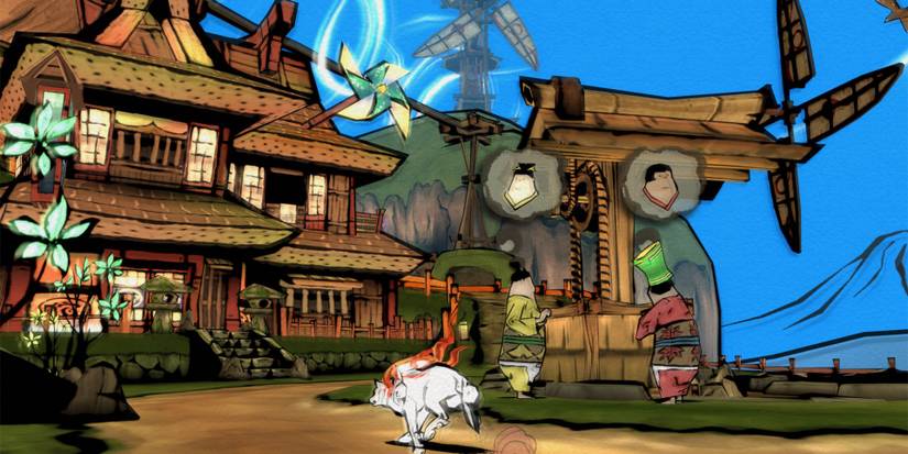 Okami Running Towards A House Area