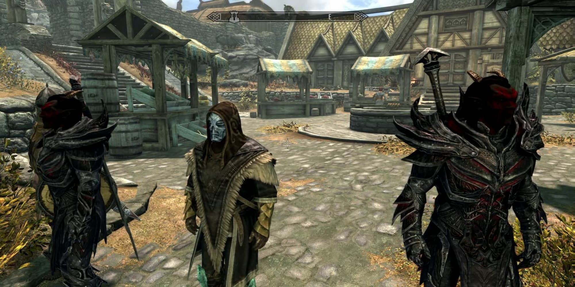 Skyrim player surrounded by two Daedra