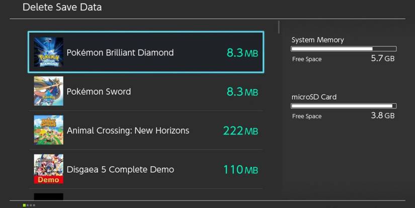 Deleting Pokemon Brilliant Diamond Save File