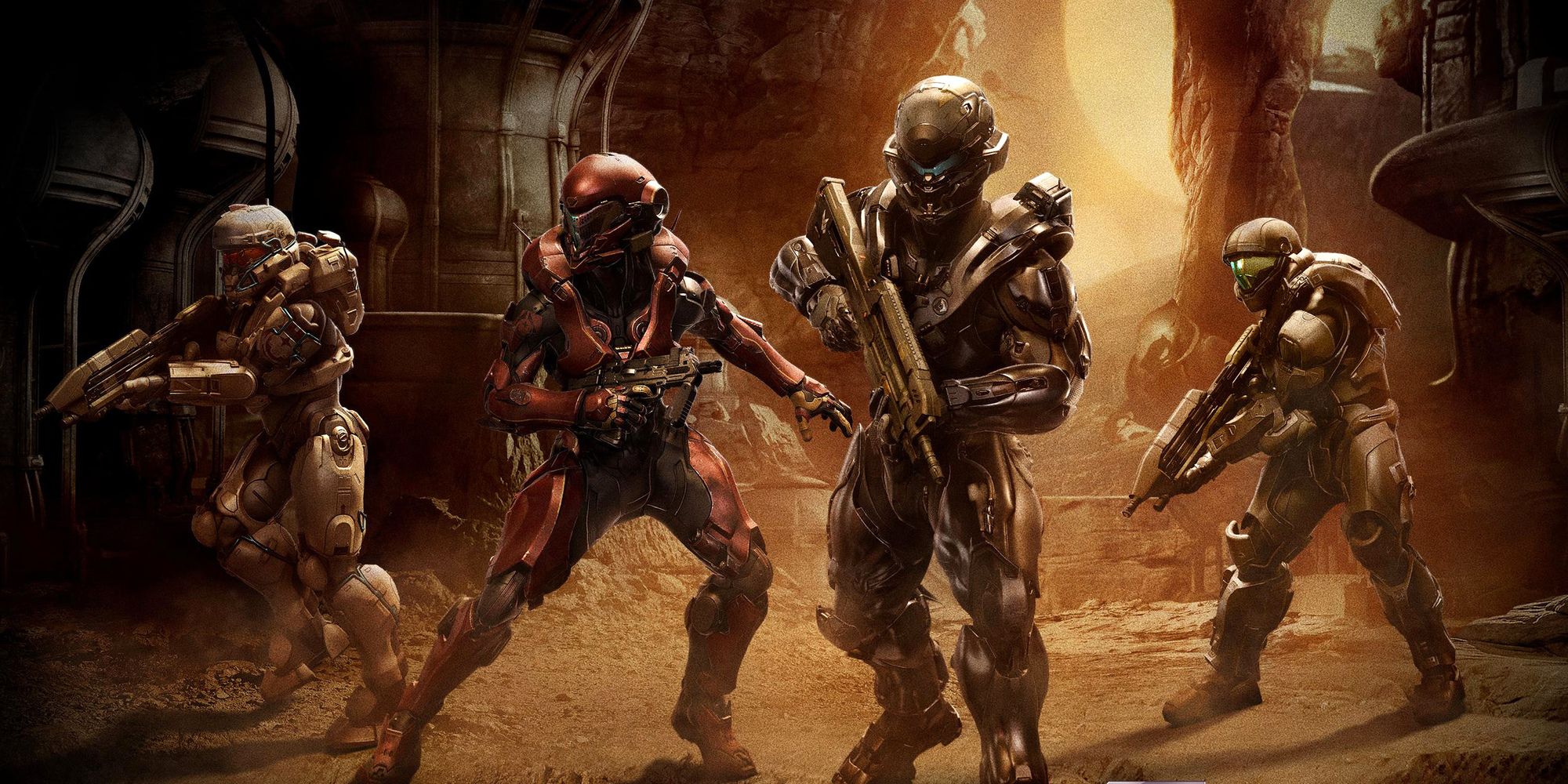 Halo 5 Fireteam Osiris standing in sanghelli canyon