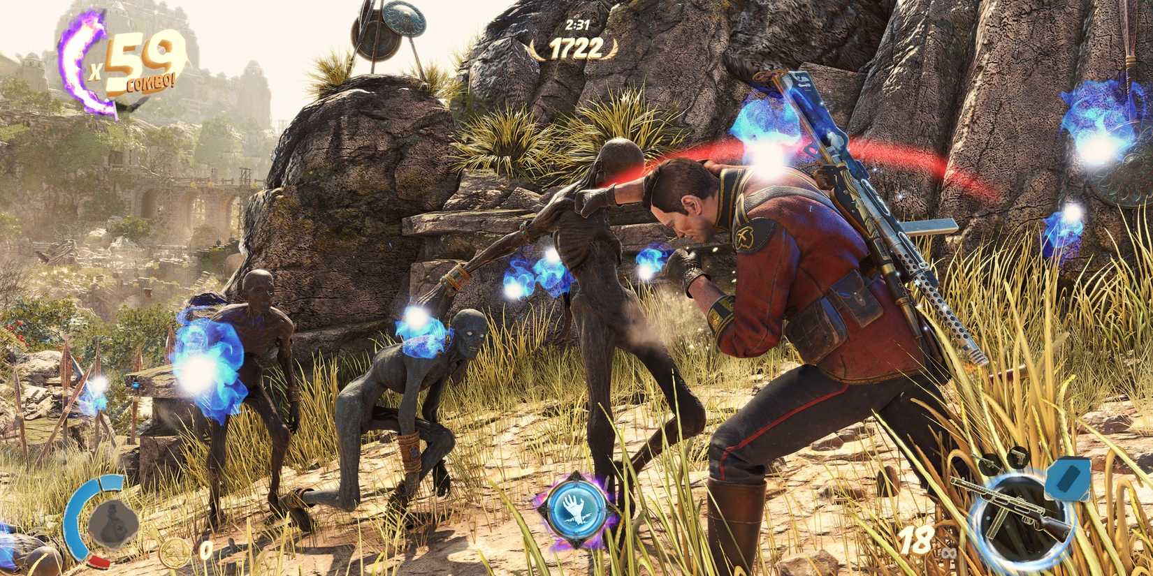 Strange Brigade Player Fighting Ghouls