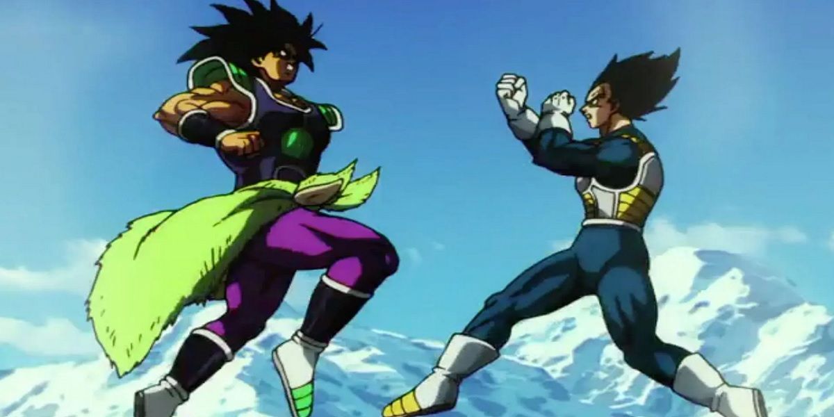 Broly deals a blow to Vegeta's guard in Dragon Ball Super: Broly