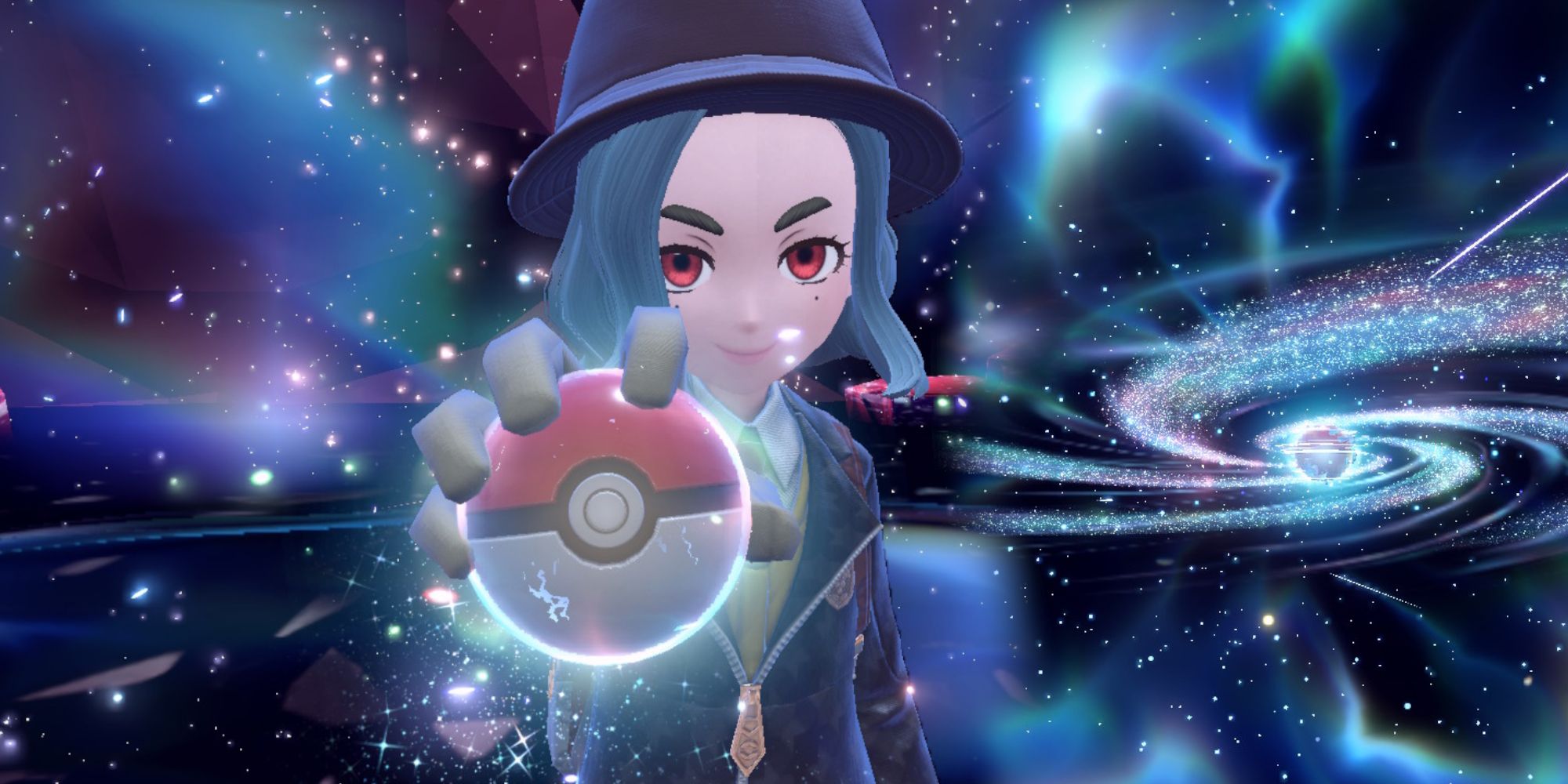 Image of the main character with a Poke Ball in a Tera Raid Battle in Pokemon Scarlet & Violet.