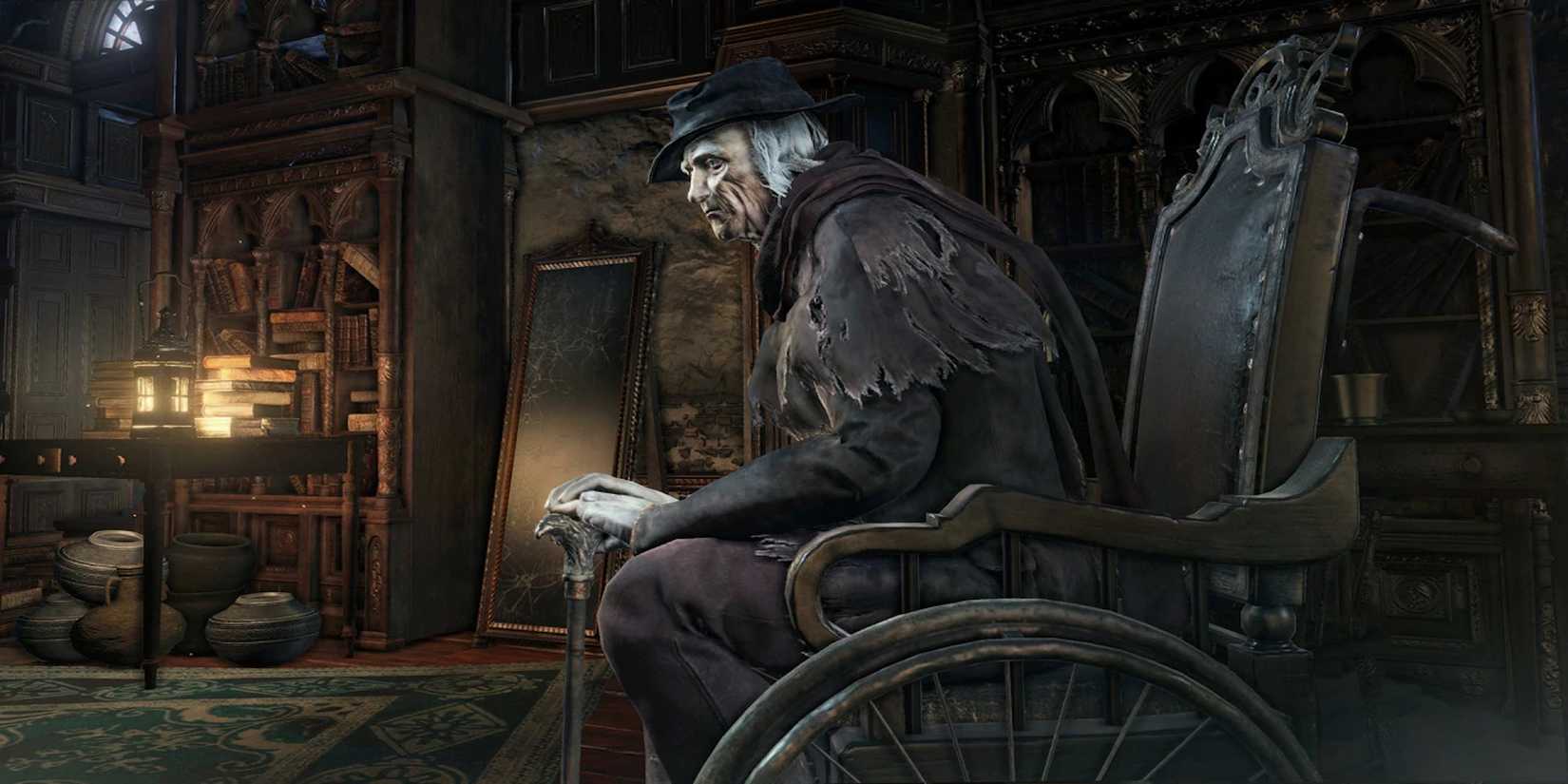 Gehrman in a wheelchair (Bloodborne)