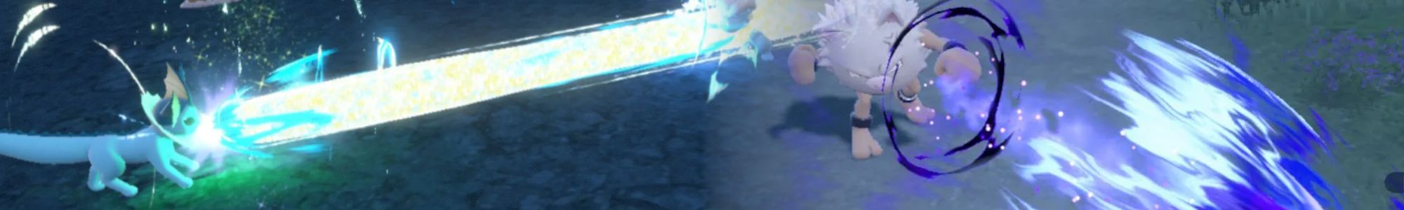 Split image of Vaporeon using Tera Blast and Annihilape using Rage Fist in Pokemon Scarlet & Violet.