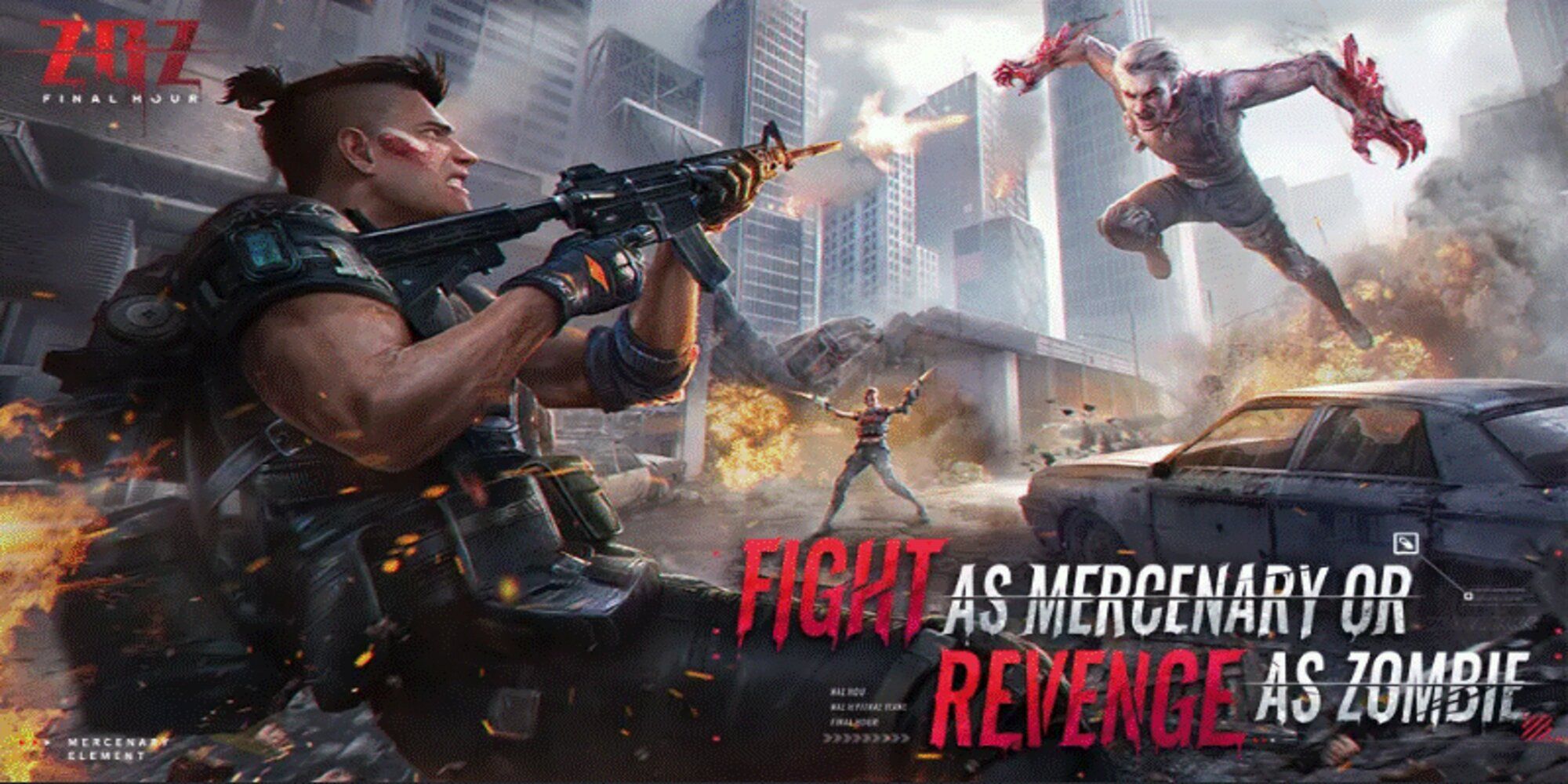 ZOZ Final Hour Mercenery attacking a flying zombie in combat action
