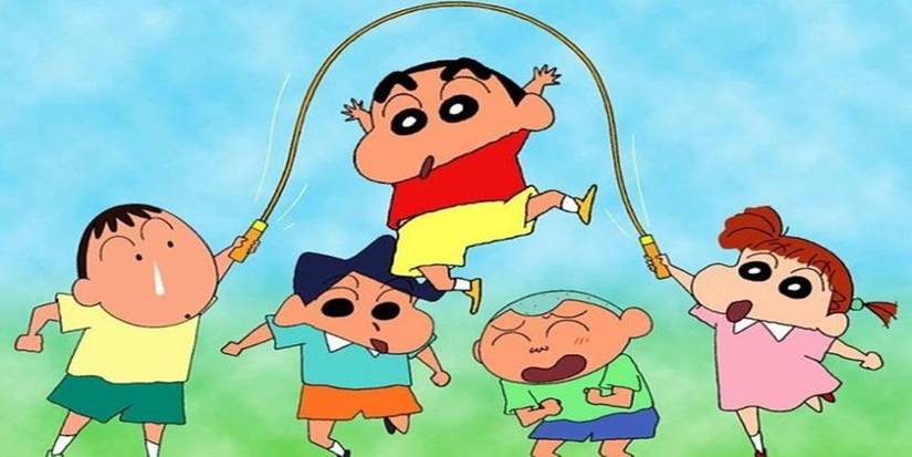 Shin et ses amis jouent à la corde à sauter (Crayon Shin-Chan)