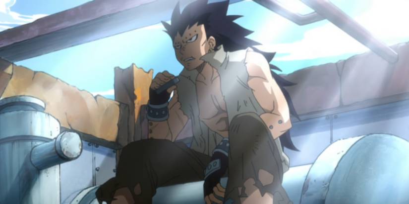 Gajeel Redfox mange un morceau de métal