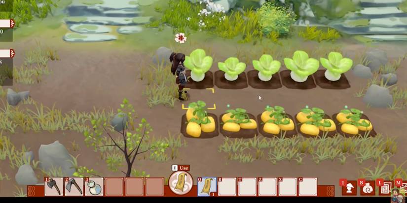 Player ready to harvest his crops