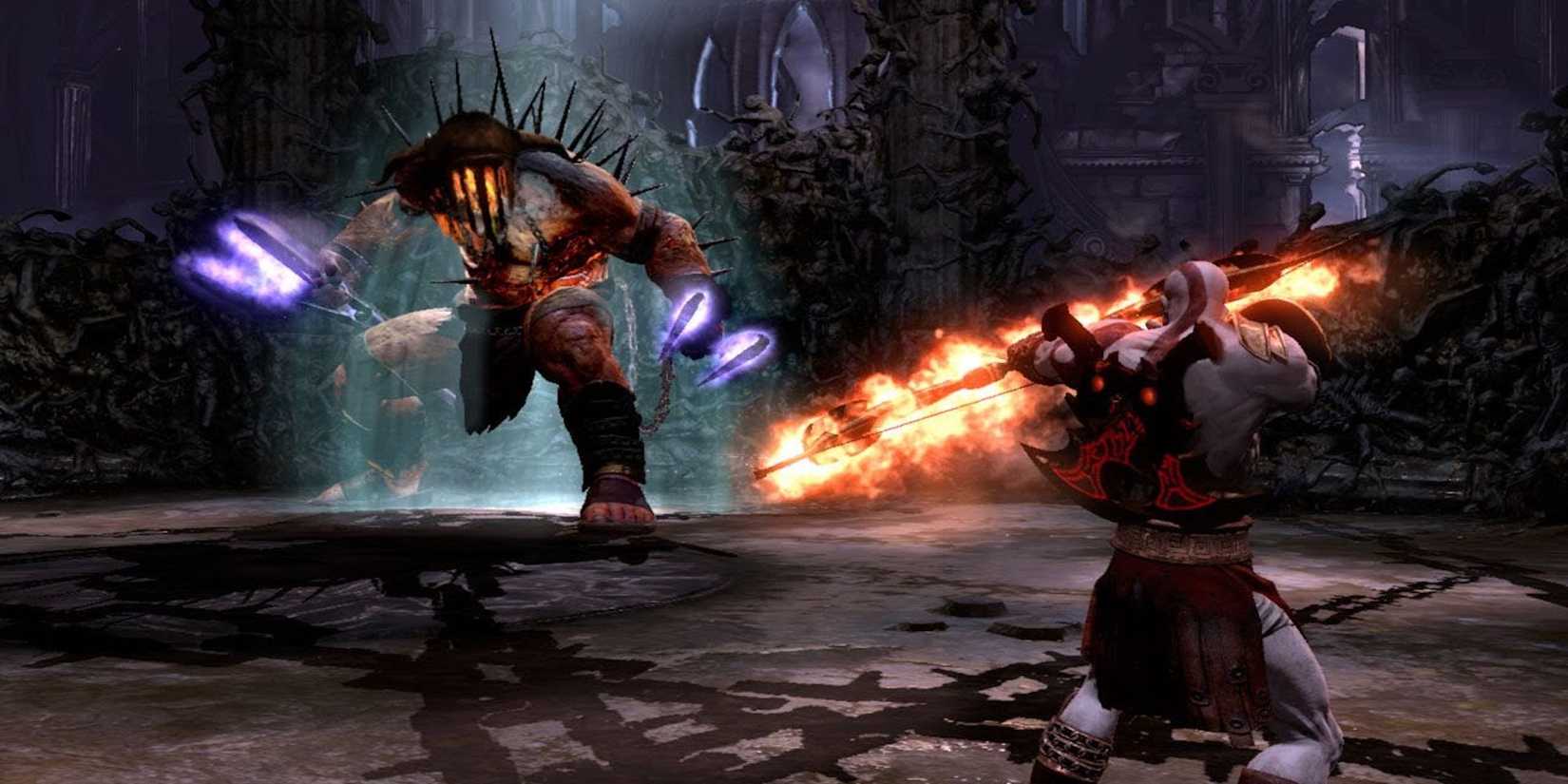 Hades charging at Kratos (God of War 3)