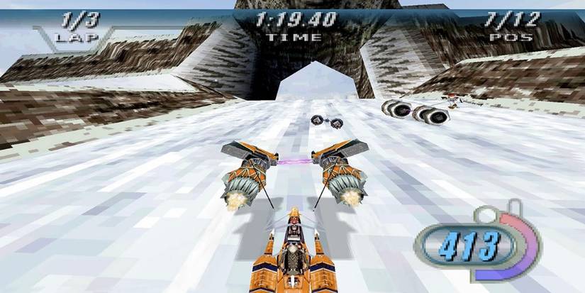 Drive as Sebulba in a snow race