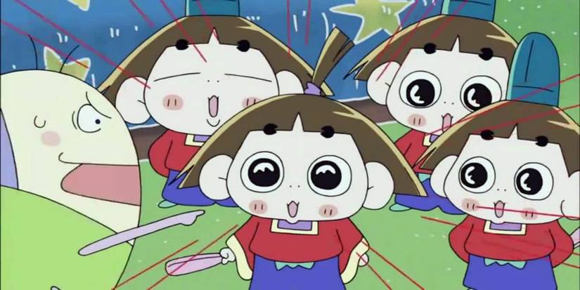 De nombreux cas d'Ojarumaru dans les parages tandis qu'un homme montre du doigt sous le choc