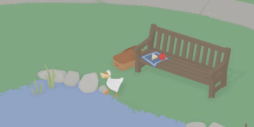 Goose stealing a sandwich