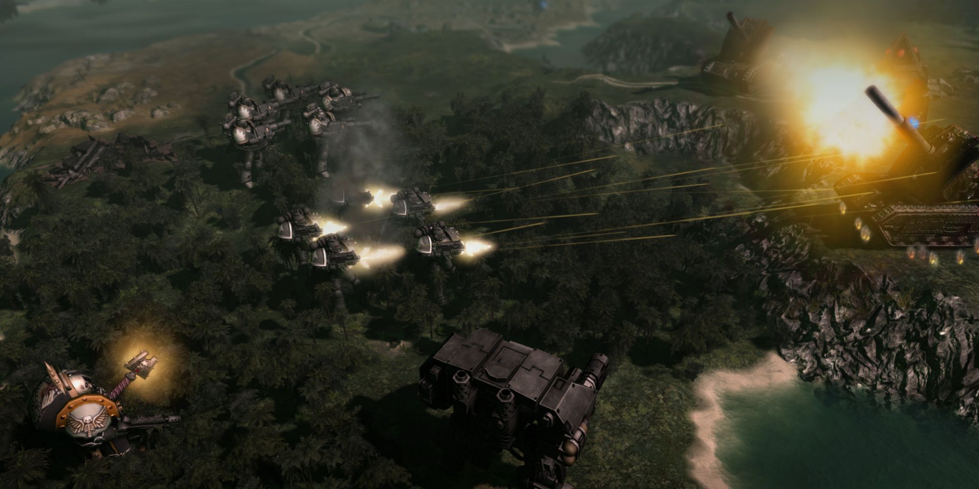 Warhammer 40,000: Gladius - Relics of War gameplay of Space Marines in combat