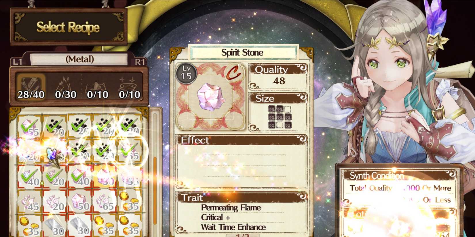  Menu for recipe crafting