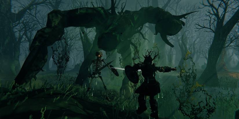 Valheim: Fighting against skeletons