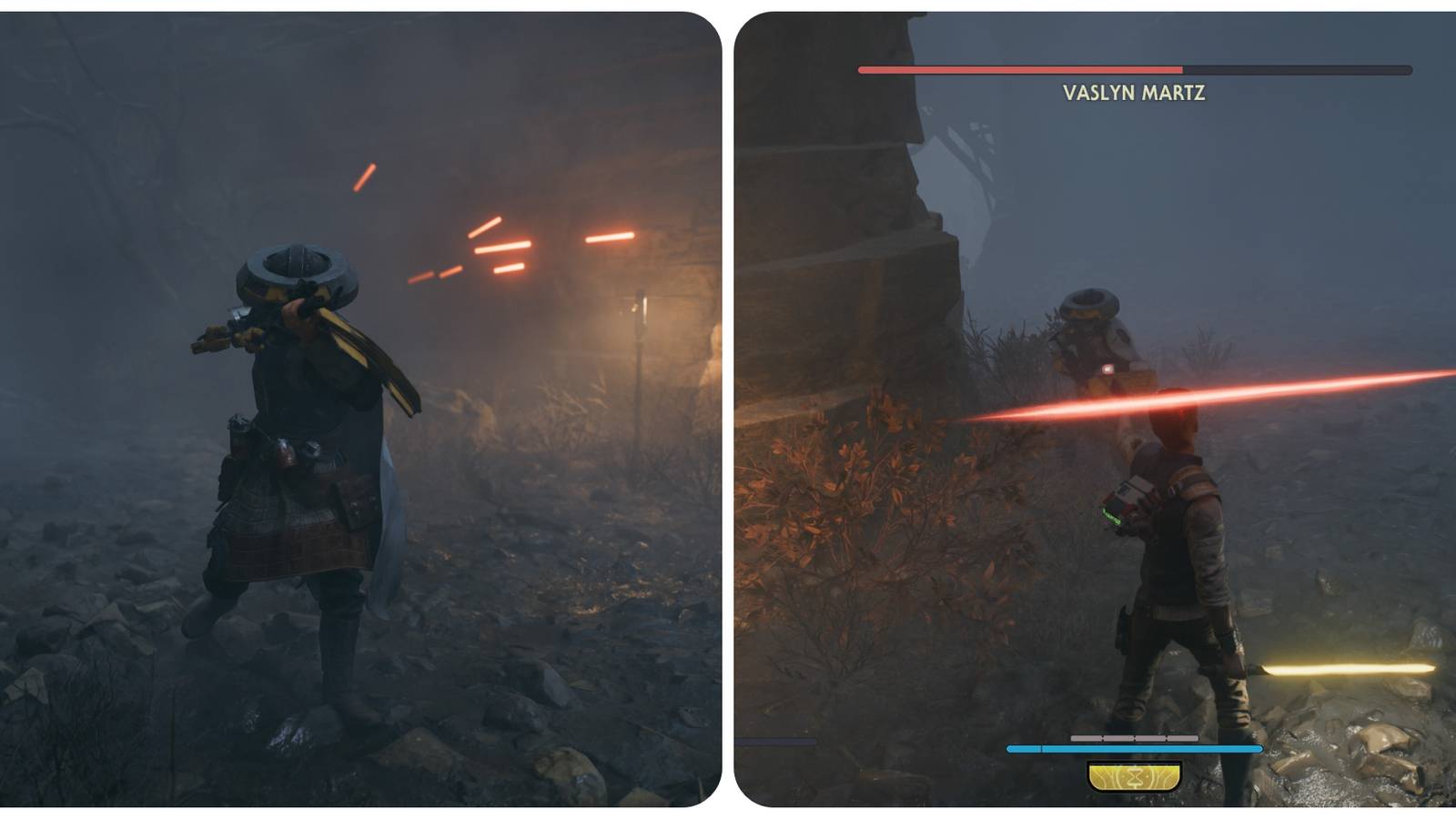 Vaslyn Martz And Cal Aiming His Blaster At Her