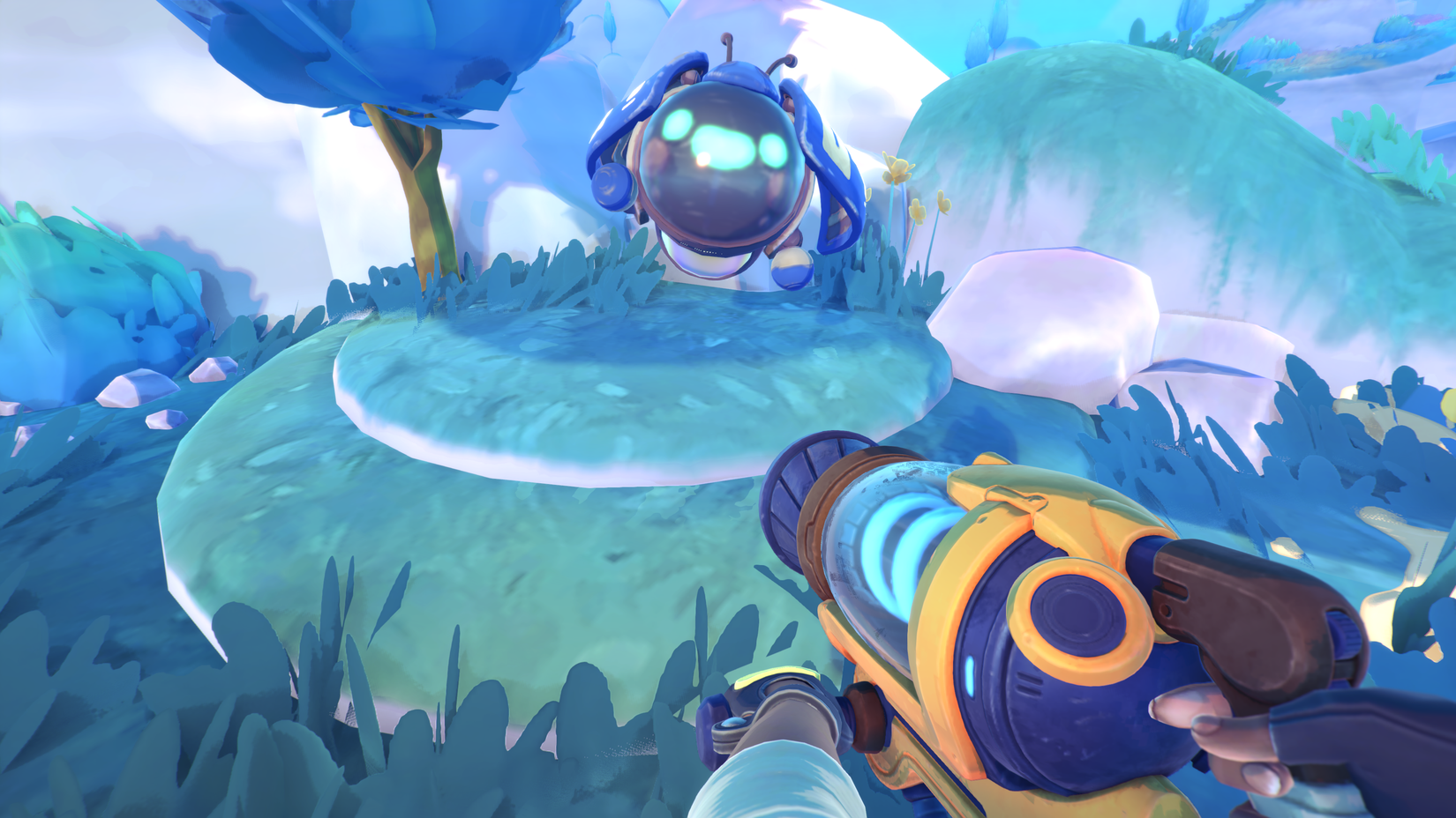 A waving drone from video game Slime Rancher 2