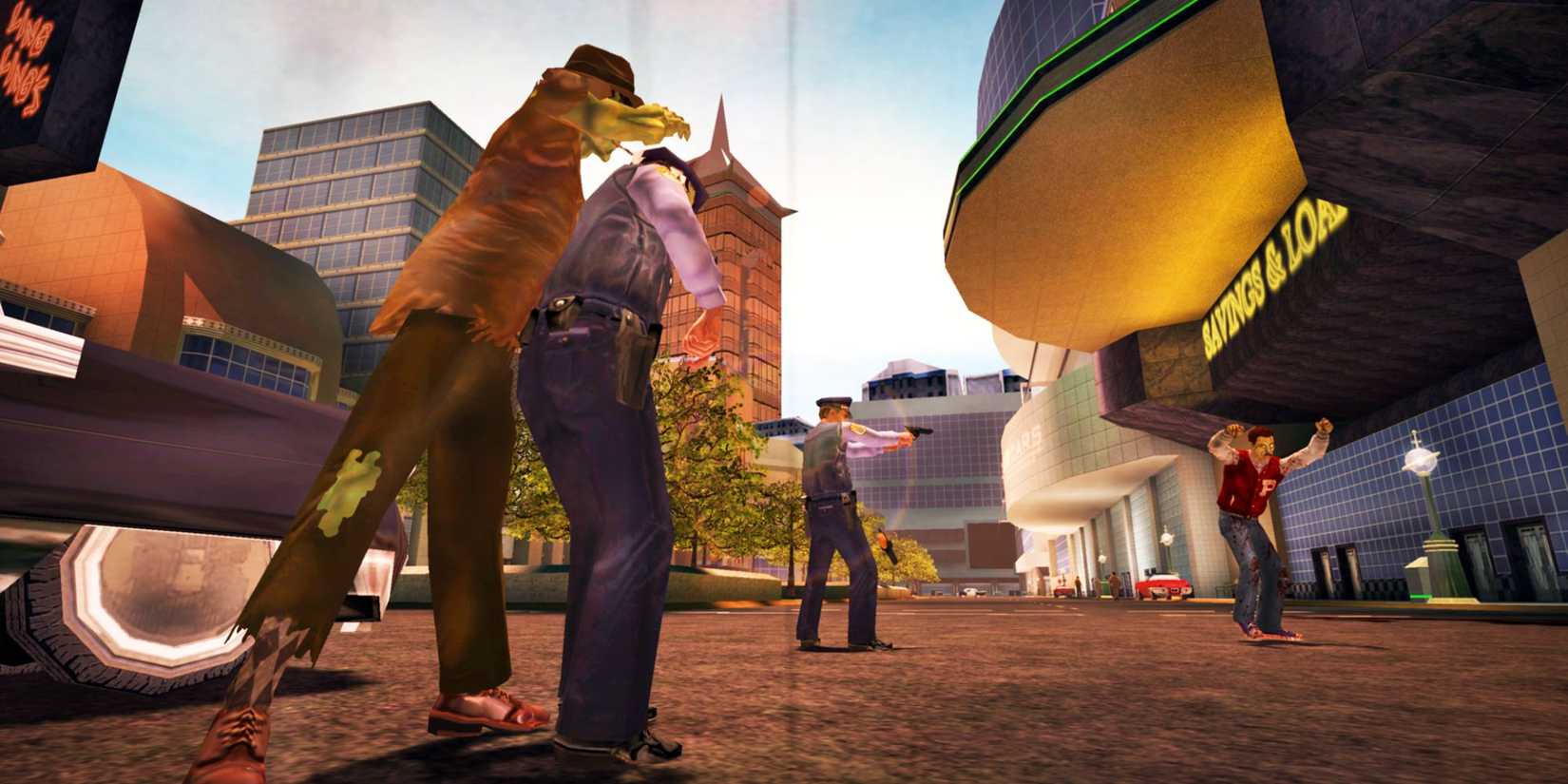 xbox original stubbs the zombie attacking cop gameplay