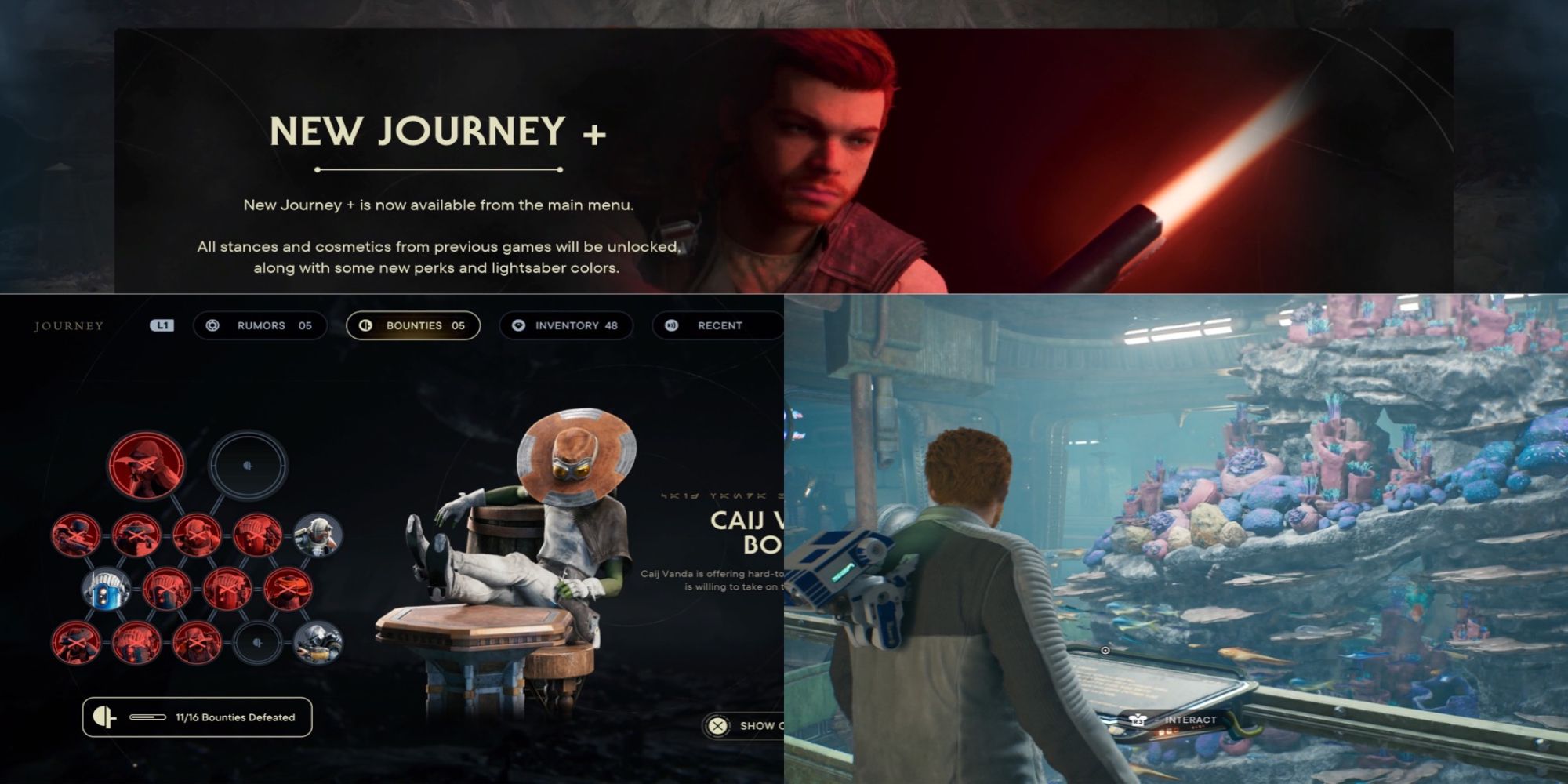 Star Wars Jedi Survivor Things To Do Split Image