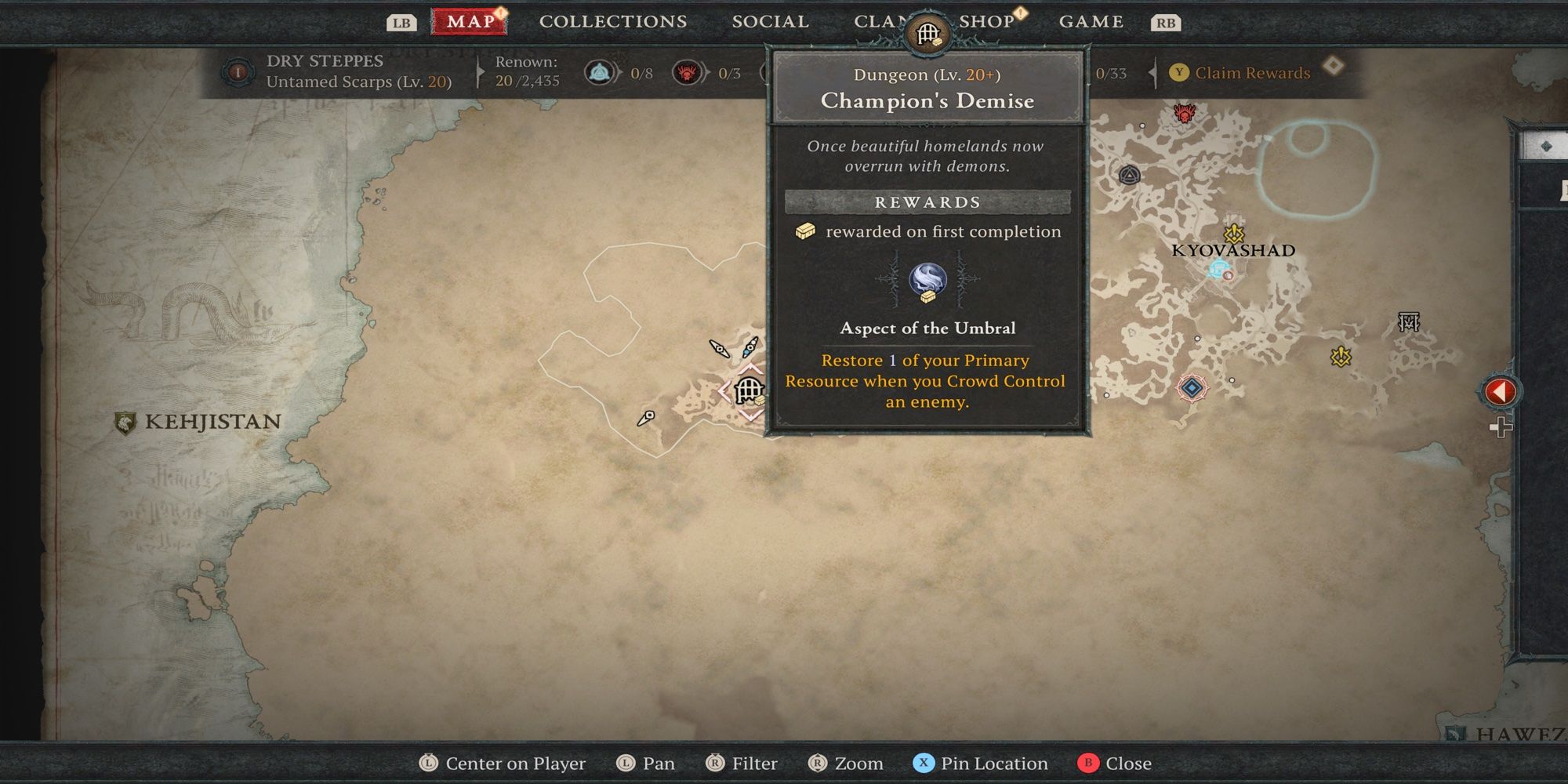 Diablo 4 - Champion's Demise Location on Map