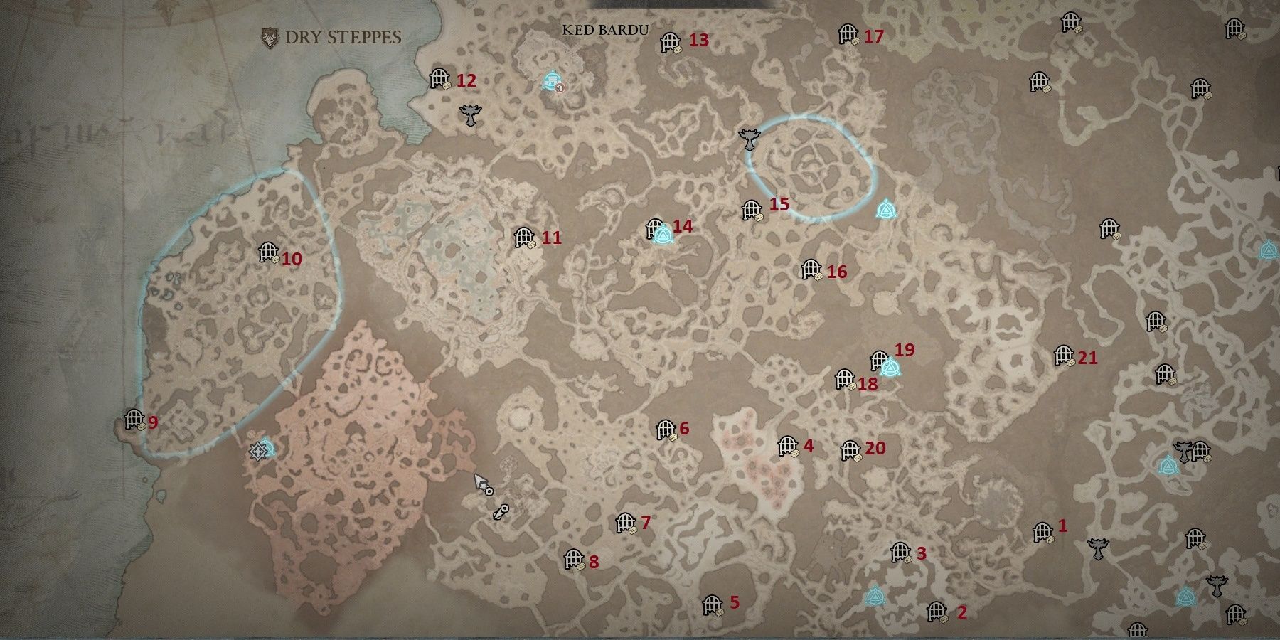 Diablo 4: All Side Dungeon Locations In Dry Steppes