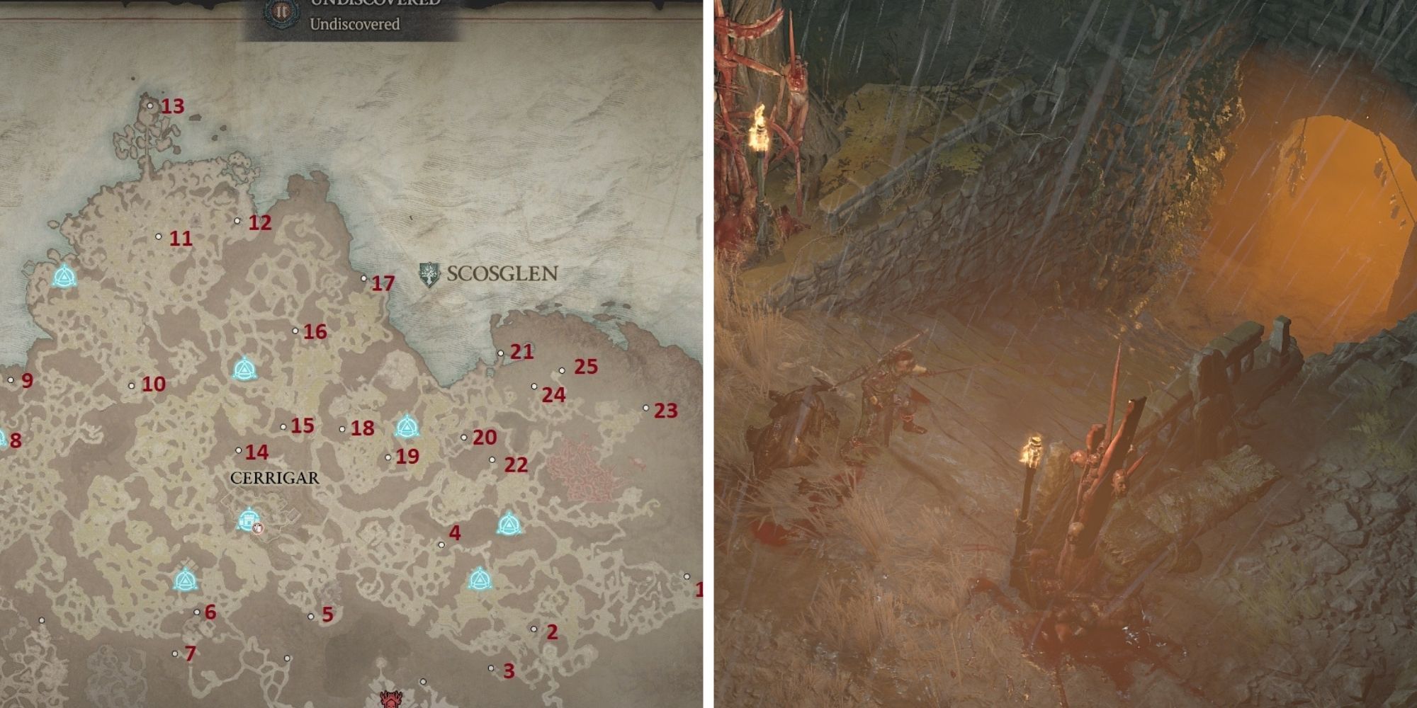 Diablo 4: All Side Dungeon Locations In Scosglen