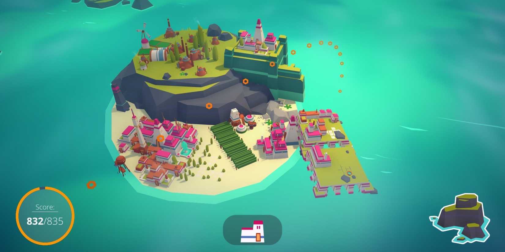 A town being built on a small island 