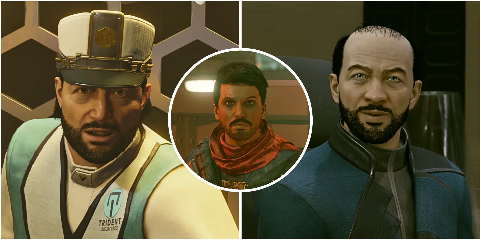 Rokov, Delgado, and Dumbrosky in Starfield during Breaking the Bank quest.