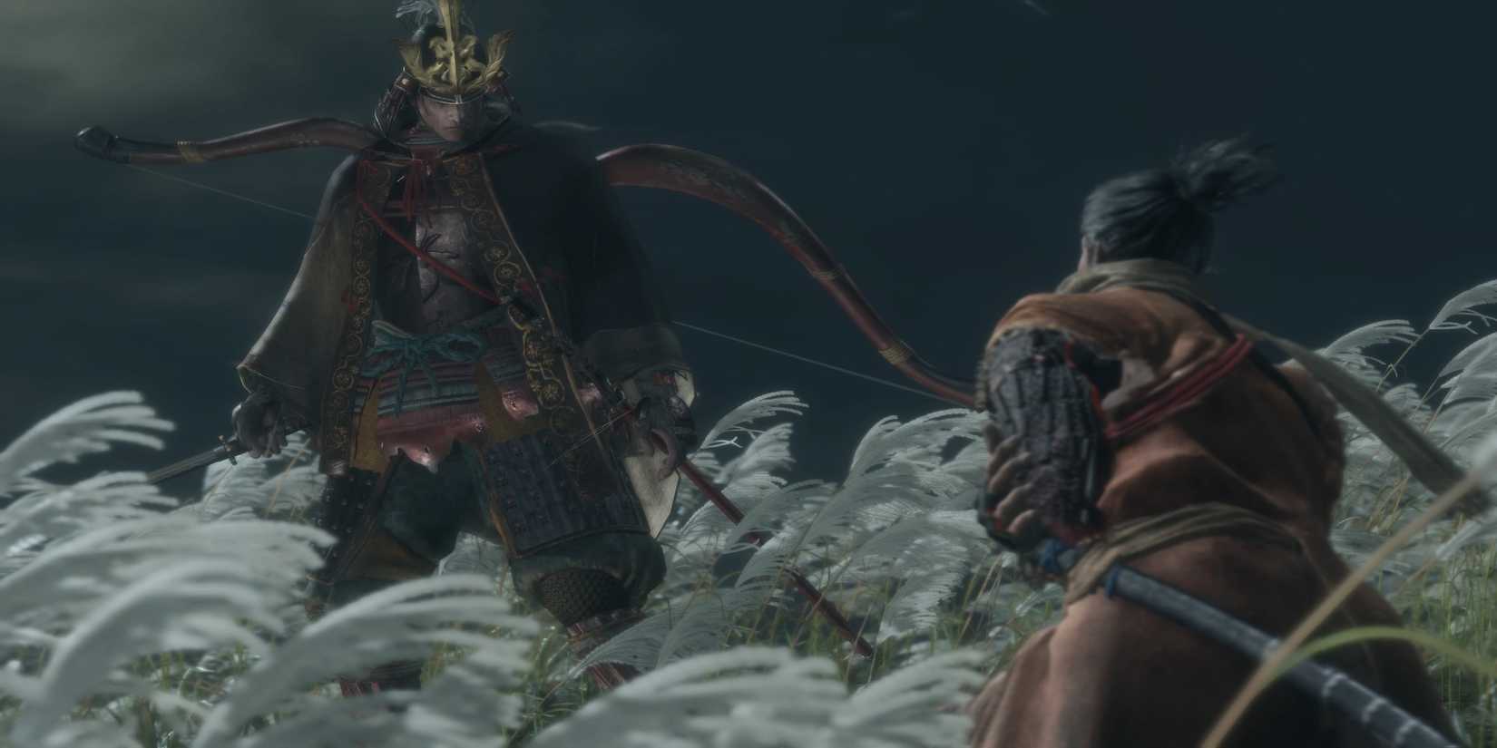 Genichiro Ashina towering over the player (Sekiro: Shadows Die Twice)