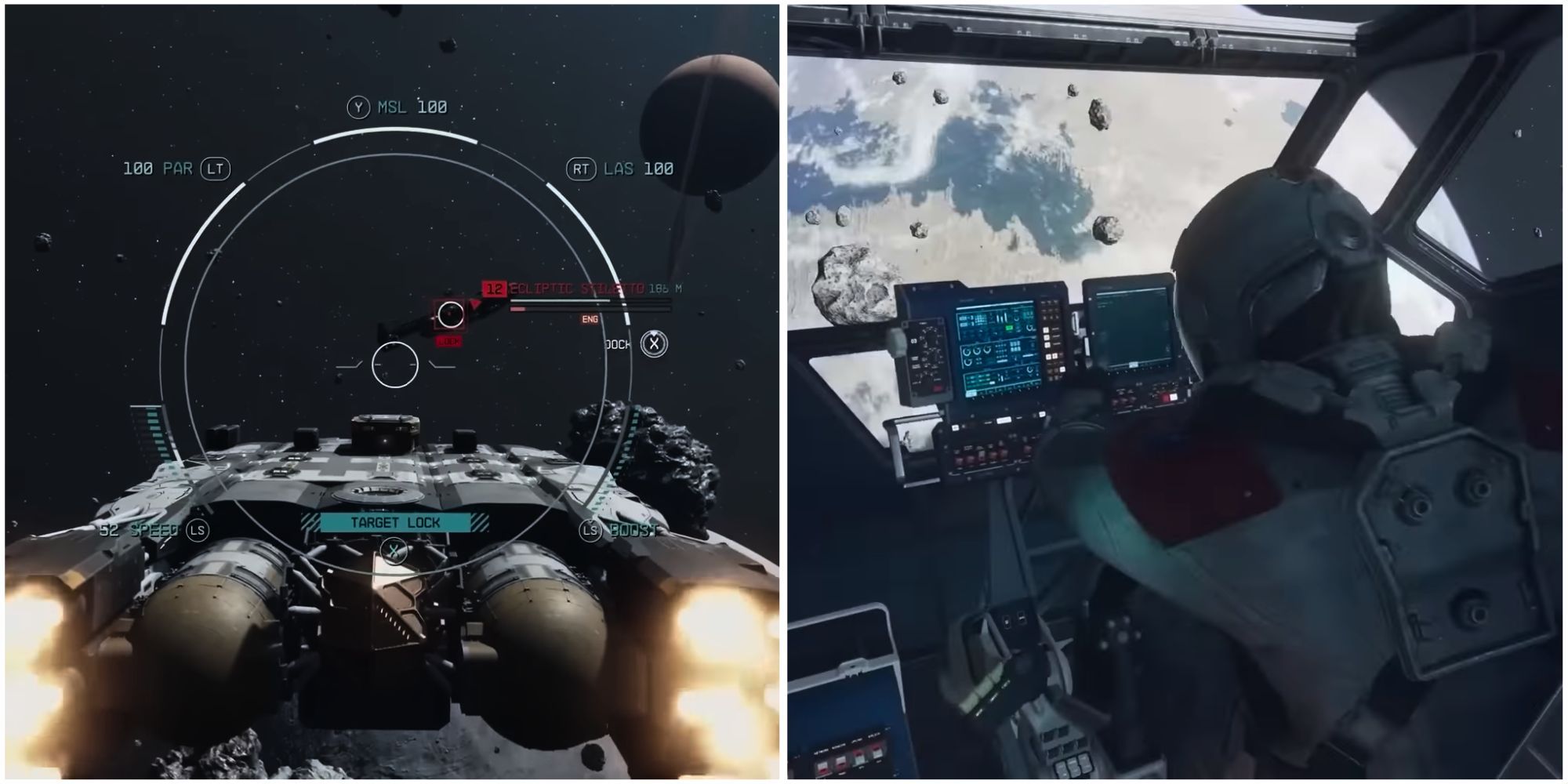 Feature image showcasing spaceship battle and ship operation in Starfield