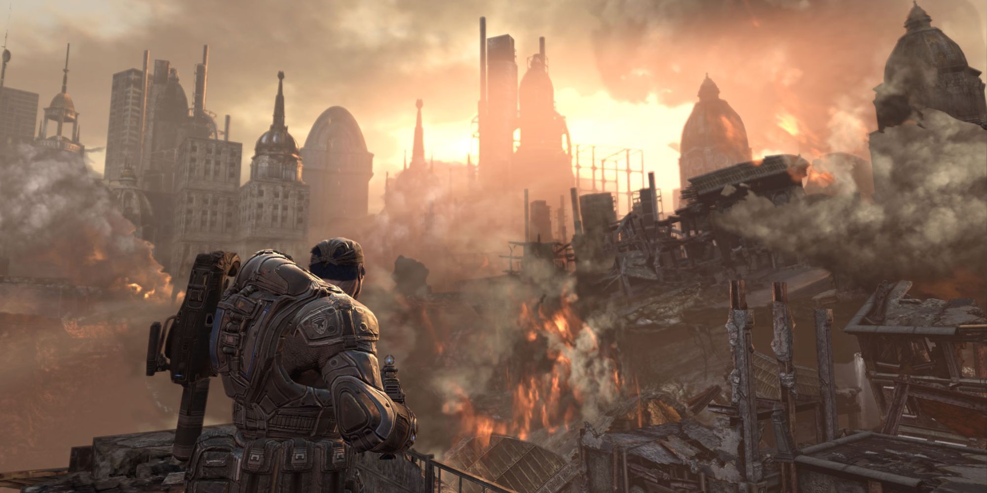 Gears of War 2 Marcus Looking At Ruined City