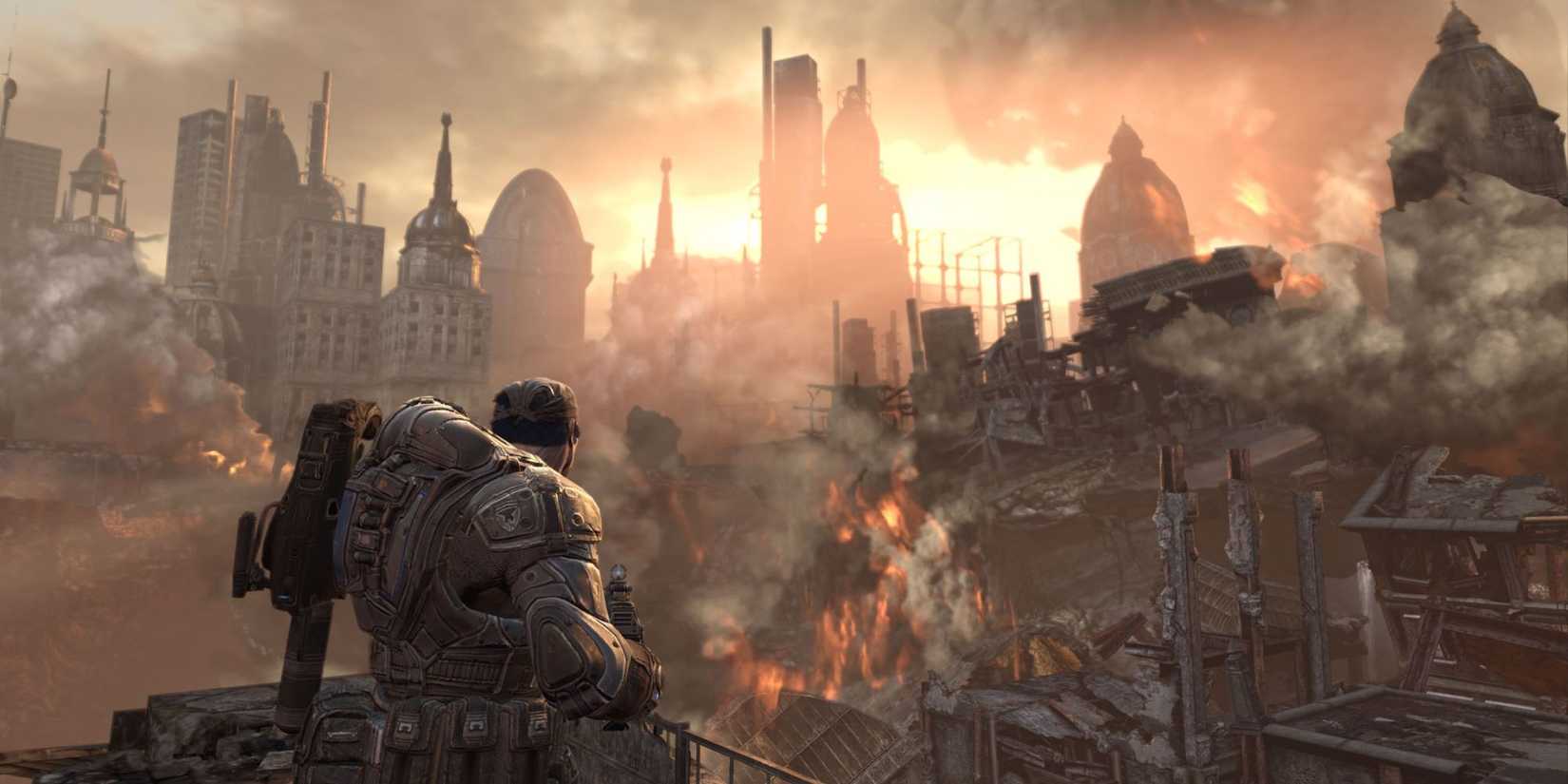 Gears of War 2 Marcus Looking At Ruined City
