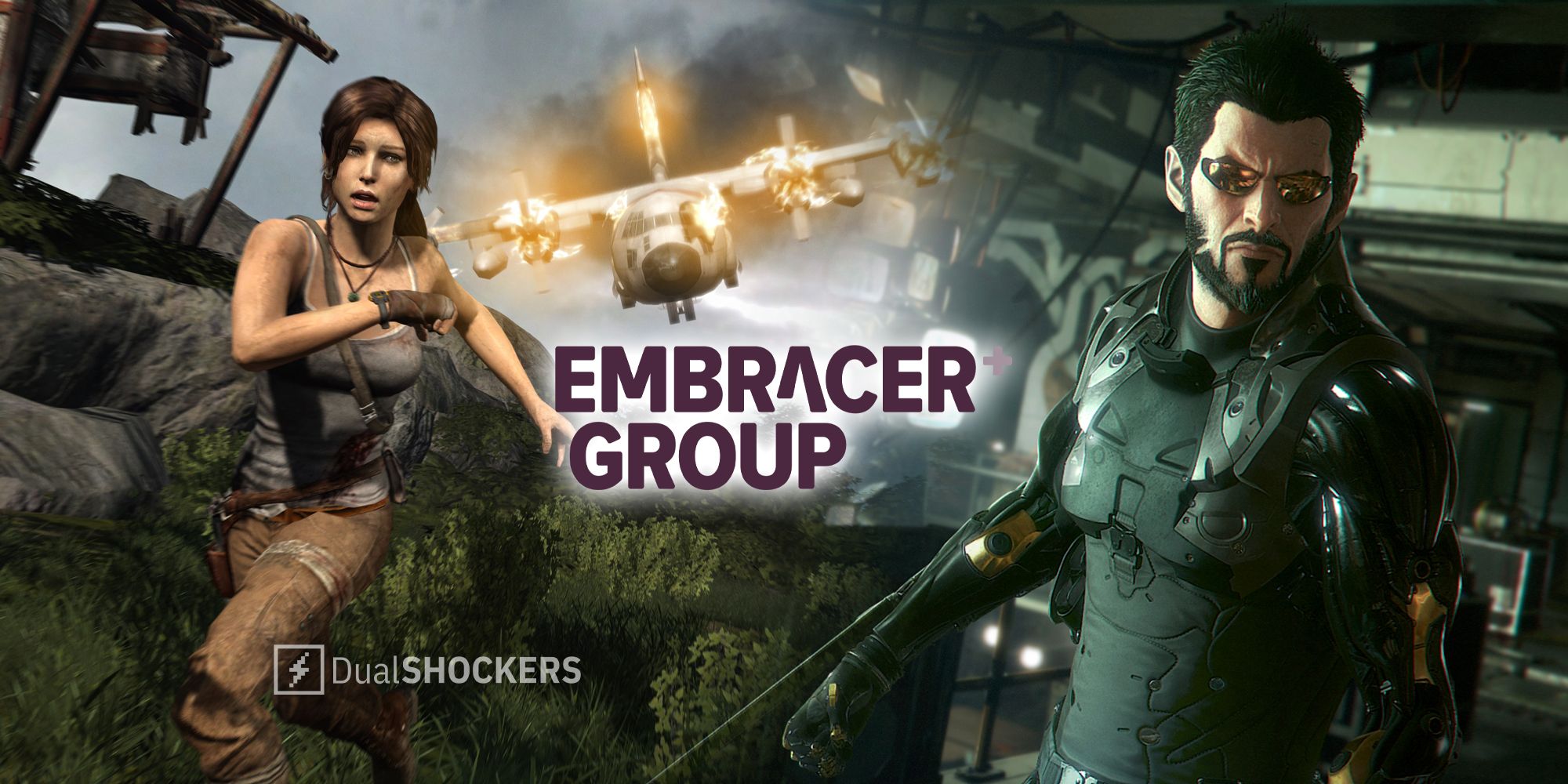 Tomb Raider, Embracer Group logo, Deus Ex gameplay