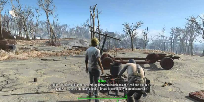 Mikey and Moss having the sandwich debate in Fallout 4.